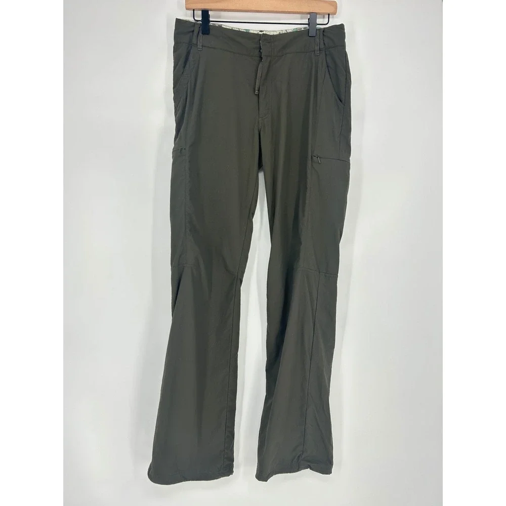 REI Women's Lightweight Cargo Hiking Straight Pants In Olive Green- Sz. 8 Tall